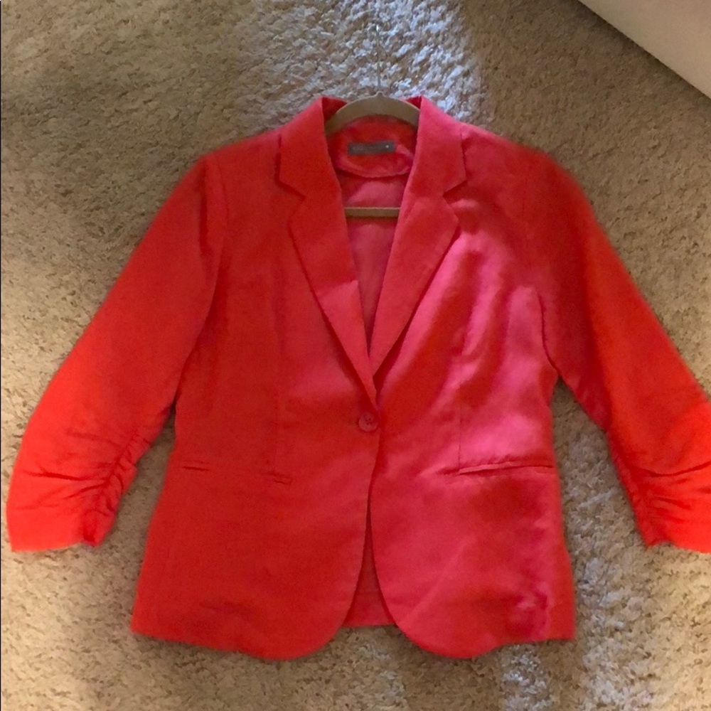 Bright coral Olivia Moon blazer, size M